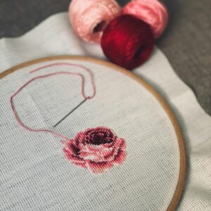 Close-up of an Embroidered Rose